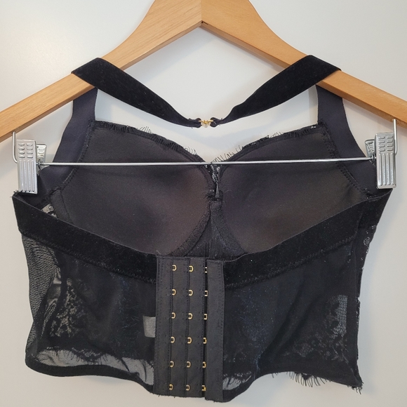 Bebe black lace halter bustier top - Picture 2 of 2